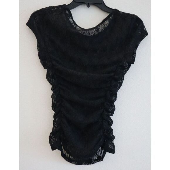 Intimately x Free People Women's Sz XS Black Keep It Simple S/S Lace Baby Tee - Picture 2 of 6